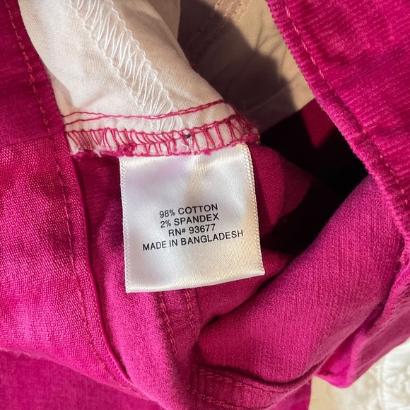 St. John's Bay Straight Corduroy Pants Women's Size 4 Mid Rise FESTIVAL FUCHSIA - Picture 5 of 11